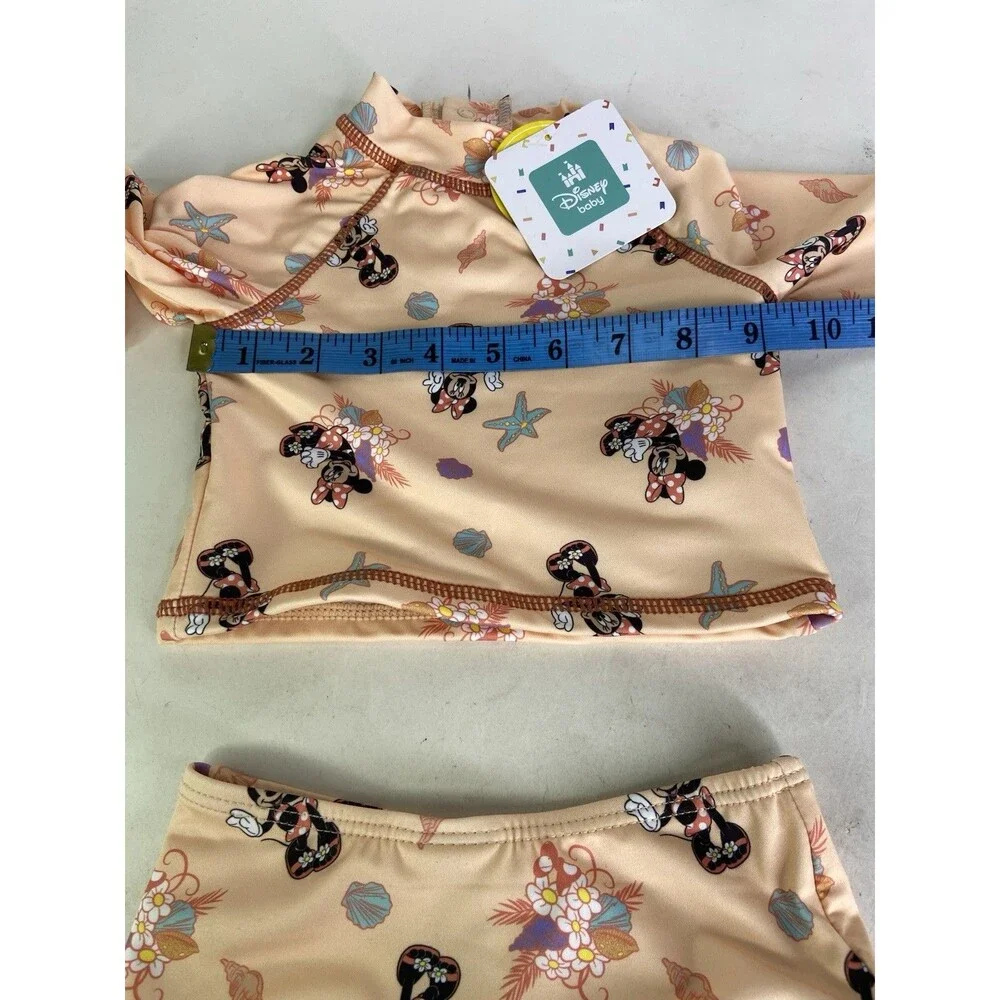 Disney Minnie Mouse 3 Piece Rashguard Top Bottoms Swim Set Swimwear 3-6 Months